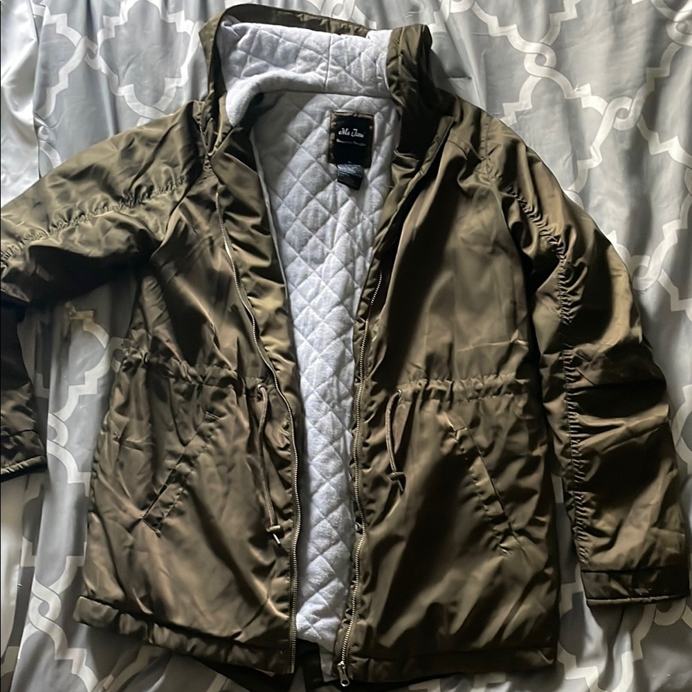 Me Jane Olive Green Jacket with Gray Lining